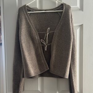 Abercrombie and Fitch Taupe Front Tie Women's Sweater